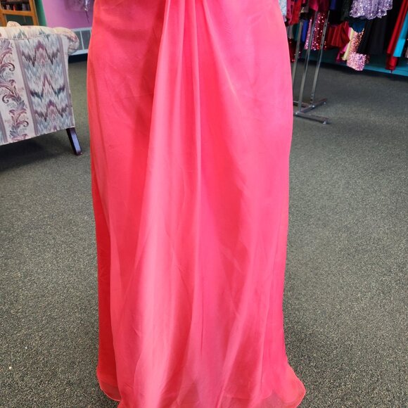 Flaunt 93221 Coral Size 22 Chiffon Beaded Prom Dress/Evening Gown - Picture 3 of 7